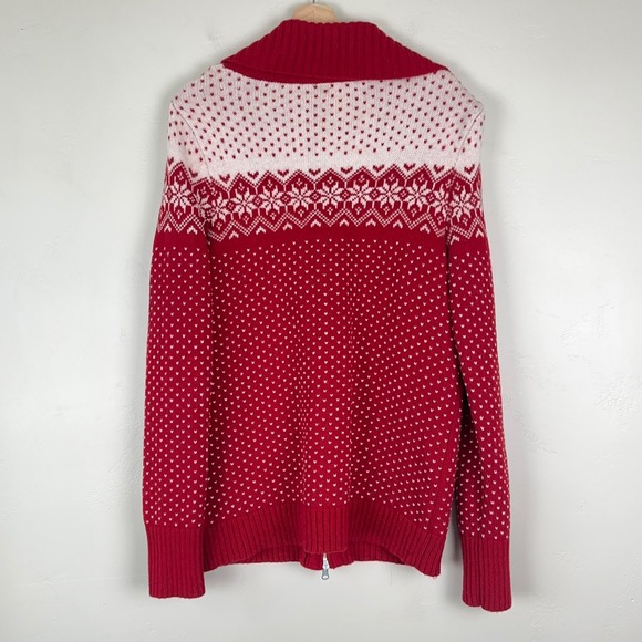 Sweater Large Tall Fair Isle Nordic Scandi Preppy Holiday Festive Apres Ski Zip - Picture 6 of 10
